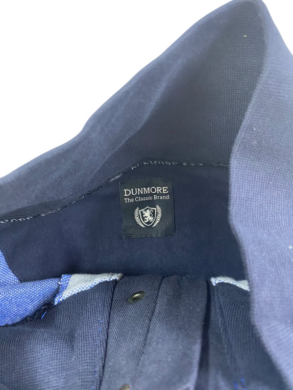 Dunmore Striped Sweatshirt Casual Mock Neck Logo Blue/Grey Men’s XL