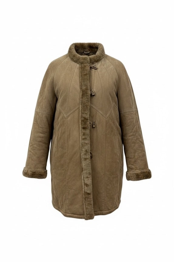 EAST BODY SHEARLING COAT VINTAGE BEIGE WOMENS PRE OWNED M