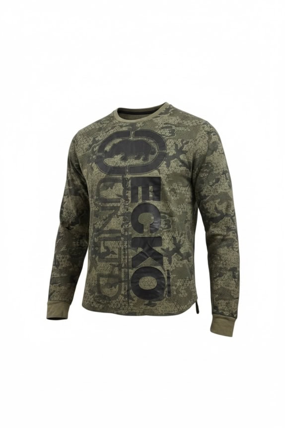 ECKO UNLTD. ΜΠΛΟΥΖΑ ΜΑΚΡΥΜΑΝΙΚΗ WAFFLE KNIT CAMO KHAKI UNISEX L