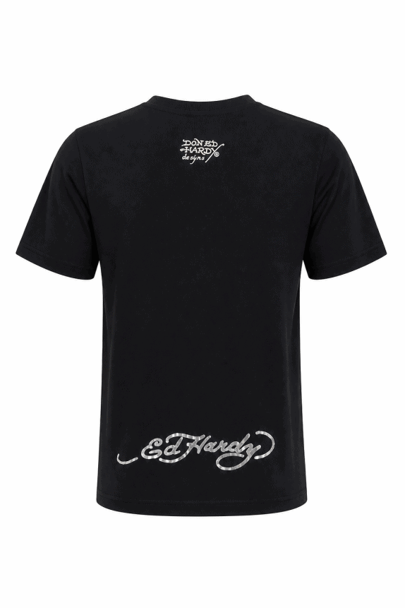 ED HARDY GRAPHIC TEE BLACK MEN PRE OWNED M