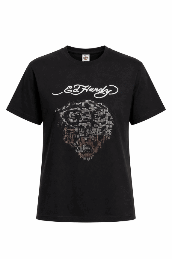 ED HARDY GRAPHIC TEE BLACK MEN PRE OWNED M