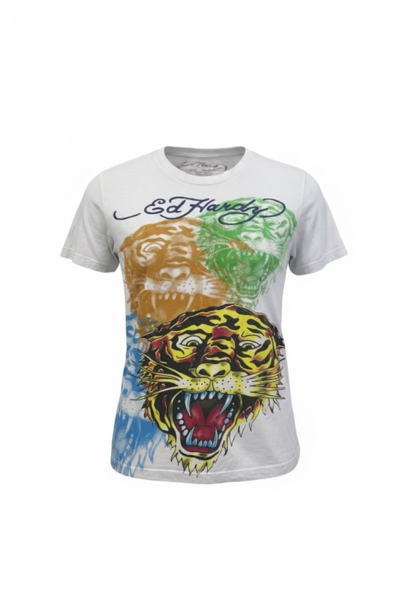 ED HARDY GRAPHIC TEE Y2K OFF WHITE ΓΥΝΑΙΚΕΙΟ PRE OWNED