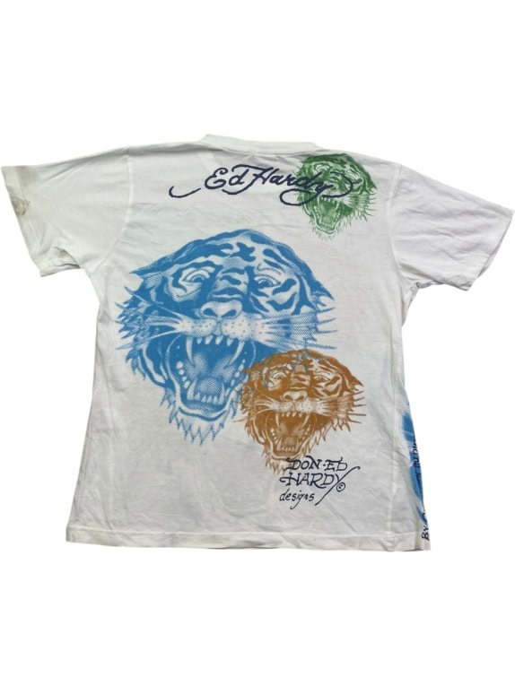 ED HARDY GRAPHIC TEE Y2K OFF WHITE ΓΥΝΑΙΚΕΙΟ PRE OWNED