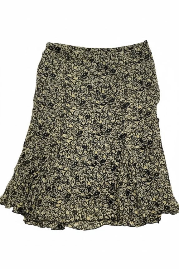 ELENA MIRO SKIRT FLORAL BLACK YELLOW WOMEN'S XL