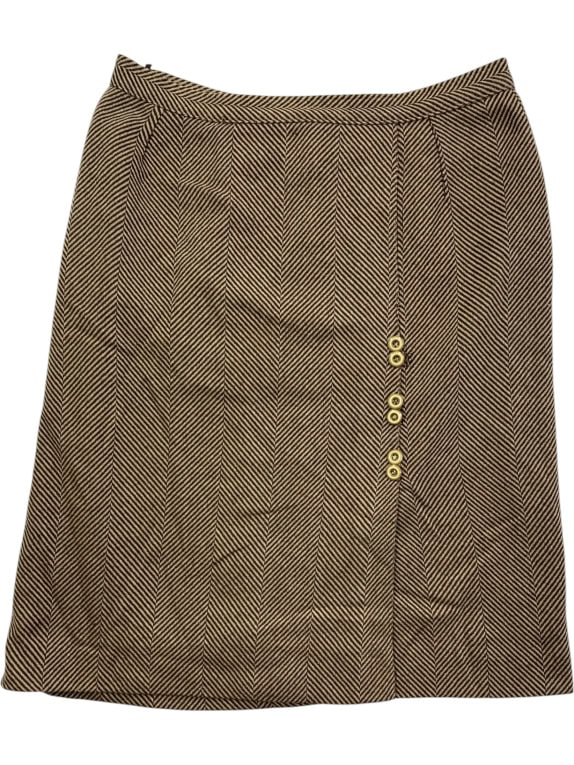 ELENA MIRO GONNA VINTAGE A SPINA DI PESCE MARRONE DA DONNA XL