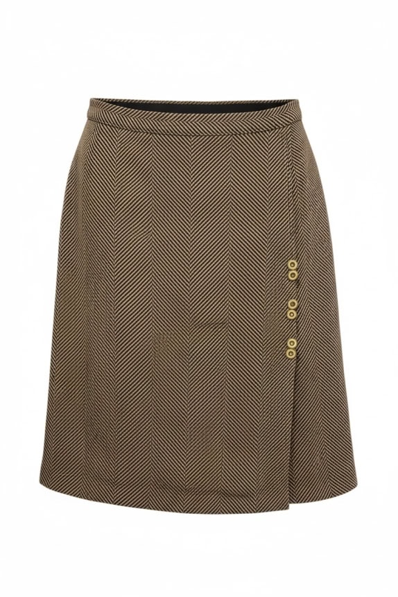 ELENA MIRO GONNA VINTAGE A SPINA DI PESCE MARRONE DA DONNA XL