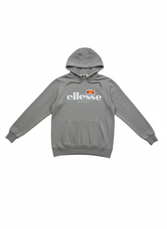 ELLESSE Felpa con cappuccio logo sport grigia da uomo M
