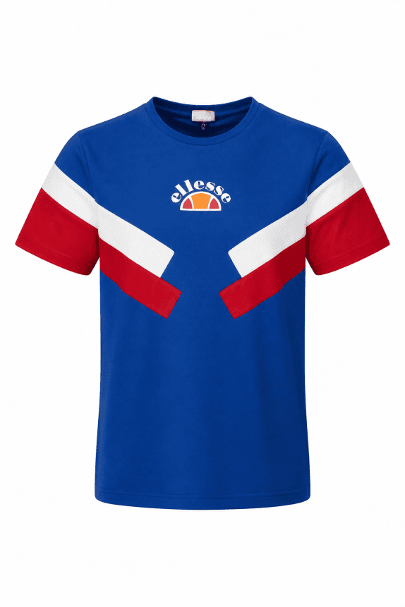 ELLESSE GRAPHIC TEE SPORTY BLUE RED UNISEX PRE OWNED L