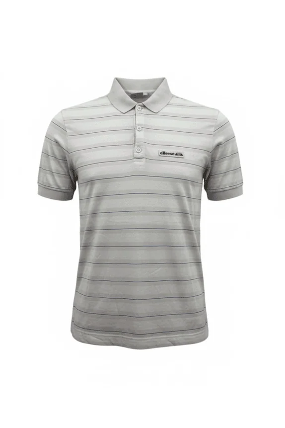 ELLESSE Polo a righe con logo vintage Bianco/Rosa da uomo S