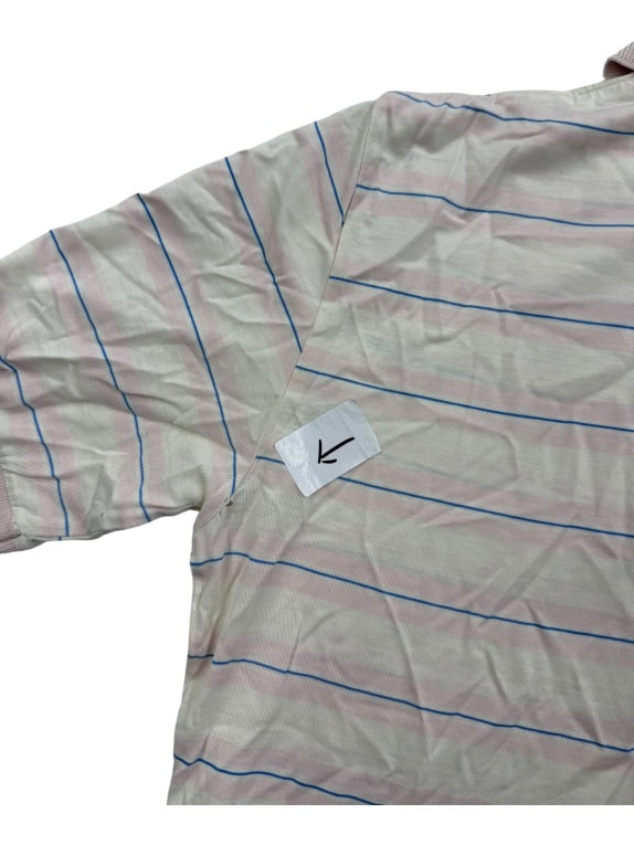 ELLESSE Polo Shirt Ριγέ Vintage Logo Λευκό/Ροζ Ανδρικό S