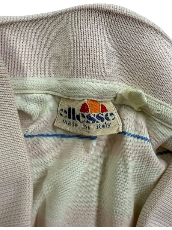 ELLESSE Polo Shirt Ριγέ Vintage Logo Λευκό/Ροζ Ανδρικό S
