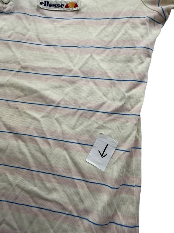 ELLESSE Polo Shirt Ριγέ Vintage Logo Λευκό/Ροζ Ανδρικό S