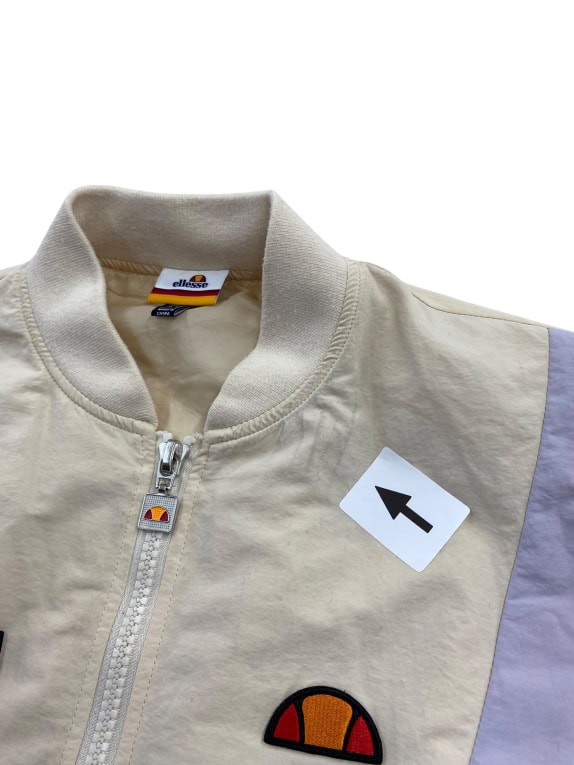 ELLESSE Τζάκετ Vintage Colorblock Κεντημένο Logo Μπεζ/Μωβ Γυναικείο M