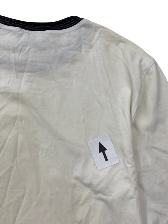 EMPORIO ARMANI MAGLIA A MANICHE LUNGHE MINIMAL OFF WHITE UNISEX PRE OWNED L