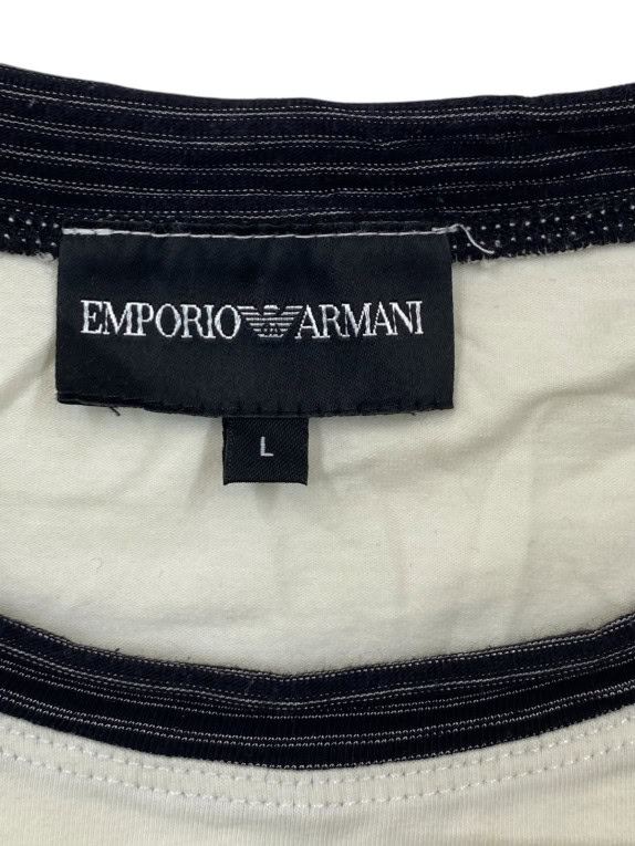 EMPORIO ARMANI MAGLIA A MANICHE LUNGHE MINIMAL OFF WHITE UNISEX PRE OWNED L