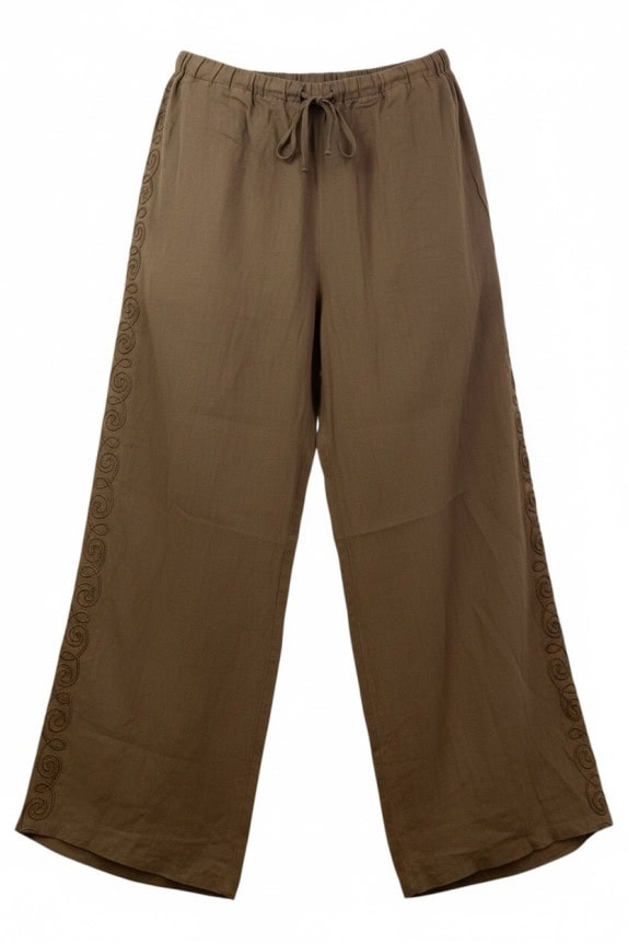 EMPORIO ARMANI ΛΙΝΟ ΠΑΝΤΕΛΟΝΙ ΚΕΝΤΗΜΕΝΟ ΚΑΦΕ ΓΥΝΑΙΚΕΙΟ PRE OWNED XL