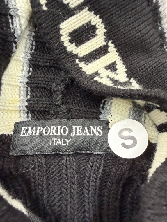 EMPORIO JEANS Knitted Hooded Cardigan With Logo Striped Women's S