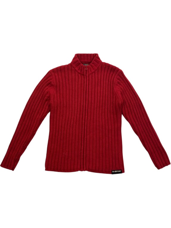 Energie Ribbed Knit Zip Cardigan Red Men's M