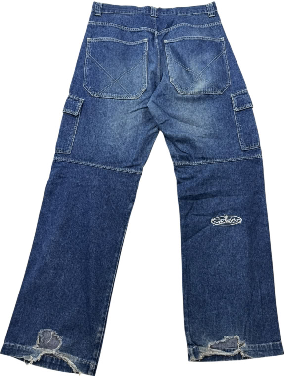 ENERGIE Jeans cargo vintage con logo blu da uomo L