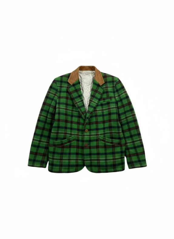 ENRICO COVERI Giacca vintage a quadri verde da uomo M