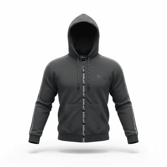 Everlast Zip-Up Hoodie Sweatshirt Athletic Logo Charcoal Men’s M