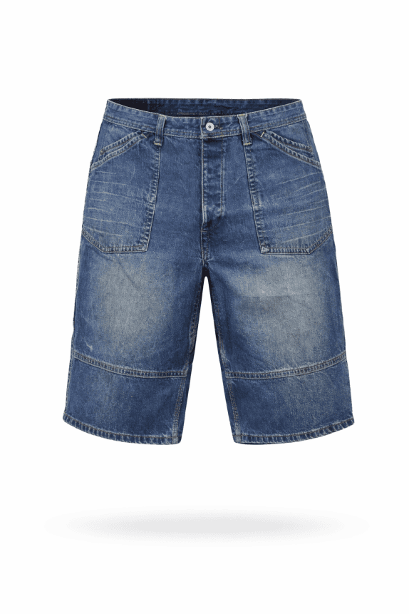 EVISU DENIM SHORTS OVERSIZED BLUE MEN PRE OWNED XL