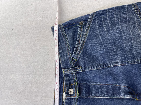 EVISU DENIM SHORTS OVERSIZED BLUE MEN PRE OWNED XL