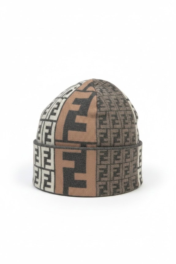 FENDI BERRETTO MONOGRAM MARRONE GRIGIO UNISEX PRE OWNED