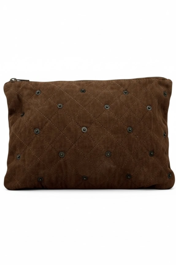 FENDISSIME CLUTCH BAG VINTAGE BROWN UNISEX PRE OWNED