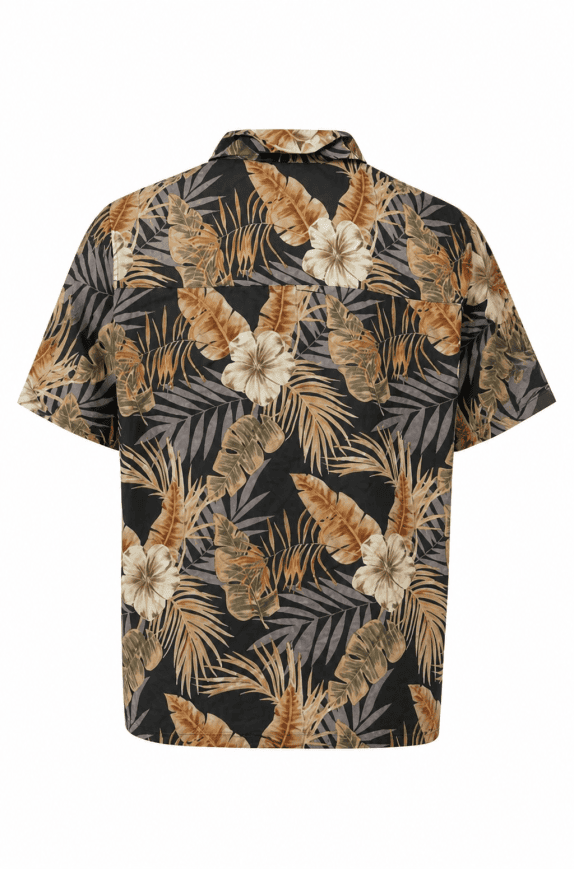 FEVER HAWAIIAN SHIRT TROPICAL BLACK MEN PRE OWNED M