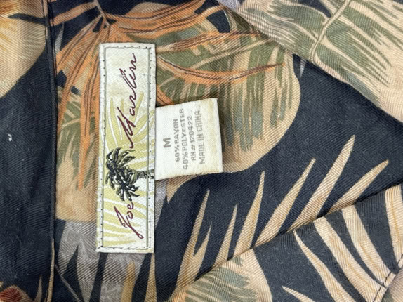 FEVER HAWAIIAN SHIRT TROPICAL BLACK MEN PRE OWNED M