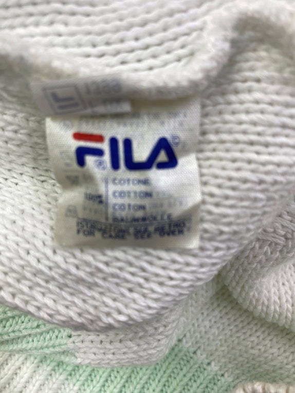 FILA SLEEVELESS KNIT VEST VINTAGE LOGO WHITE/GREEN MENS L