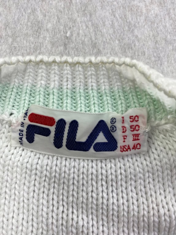 FILA SLEEVELESS KNIT VEST VINTAGE LOGO WHITE/GREEN MENS L