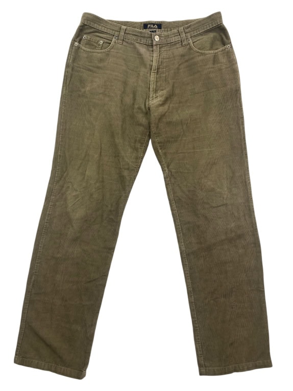 FILA Corduroy Pants Vintage Logo Khaki Men’s XL