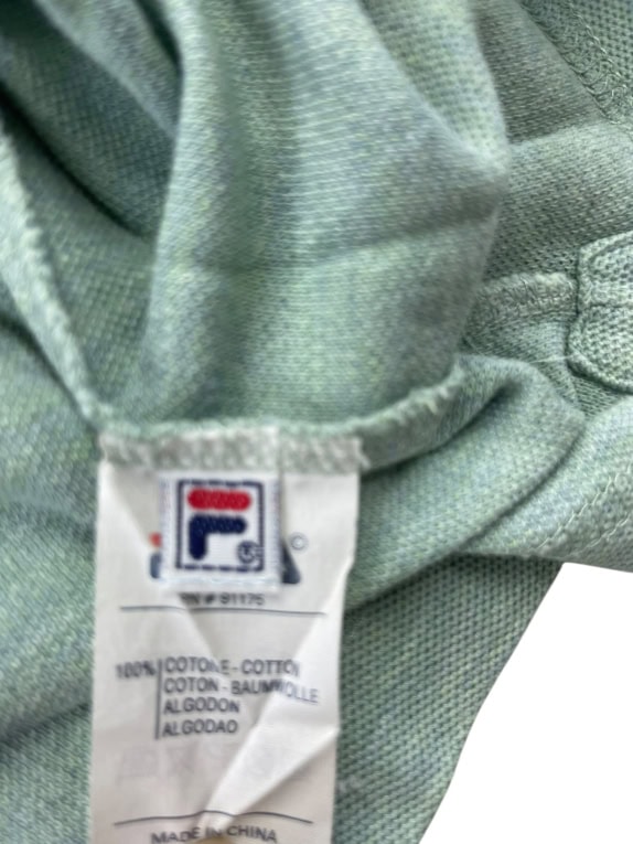 FILA polo a maniche lunghe vintage con logo ricamato verde mélange da uomo S/M