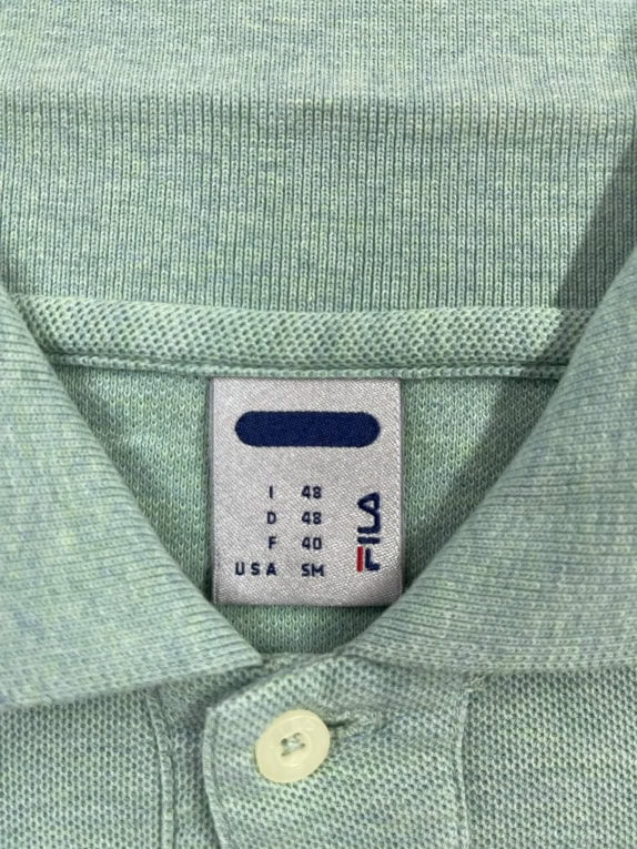 FILA polo a maniche lunghe vintage con logo ricamato verde mélange da uomo S/M