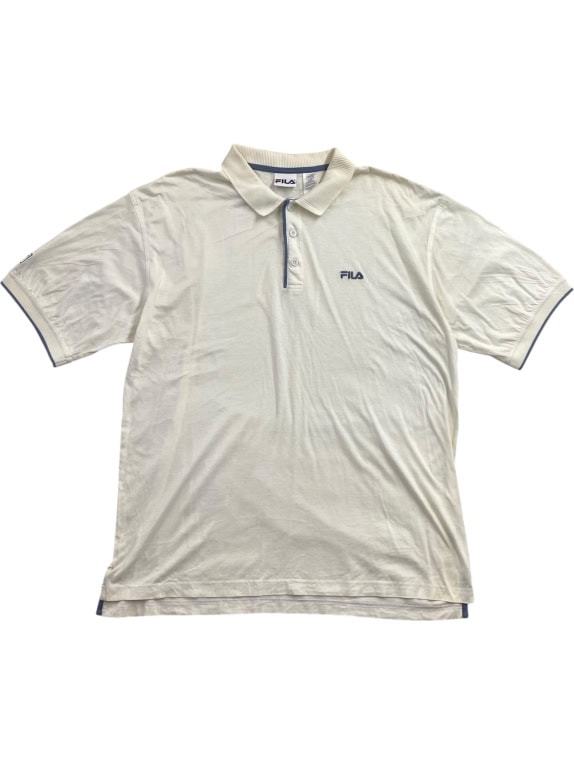 FILA ΜΠΛΟΥΖΑ POLO VINTAGE ΚΕΝΤΗΤΟ ΛΟΓΟΤΥΠΟ ΕΚΡΟΥ UNISEX XL preowned