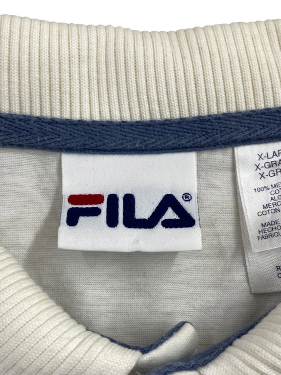 FILA ΜΠΛΟΥΖΑ POLO VINTAGE ΚΕΝΤΗΤΟ ΛΟΓΟΤΥΠΟ ΕΚΡΟΥ UNISEX XL preowned