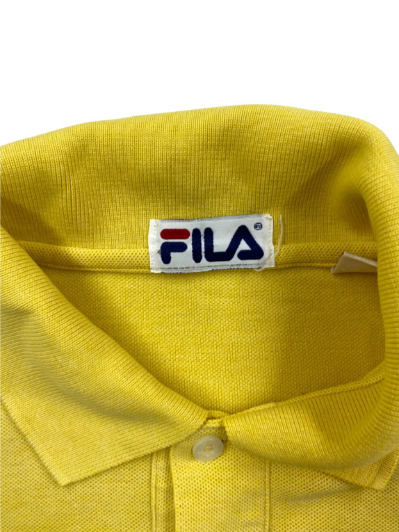FILA polo vintage con logo ricamato gialla da uomo M