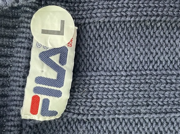 90s FILA ΠΛΕΚΤΗ ΖΑΚΕΤΑ ΜΕ ΚΟΥΜΠΙΑ ΜΠΛΕ ΑΝΤΡΙΚΟ PRE OWNED L