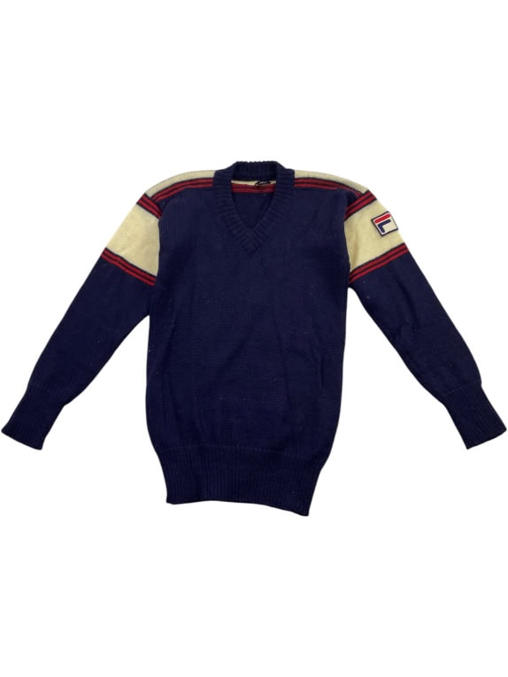 FILA Πλεκτό Πουλόβερ Vintage V-Neck Logo Μπλε Ανδρικό XS