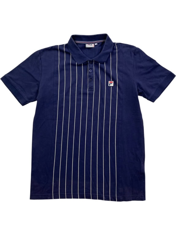 FILA POLO SHIRT WITH STRIPES AND LOGO NAVY BLUE MEN'S S