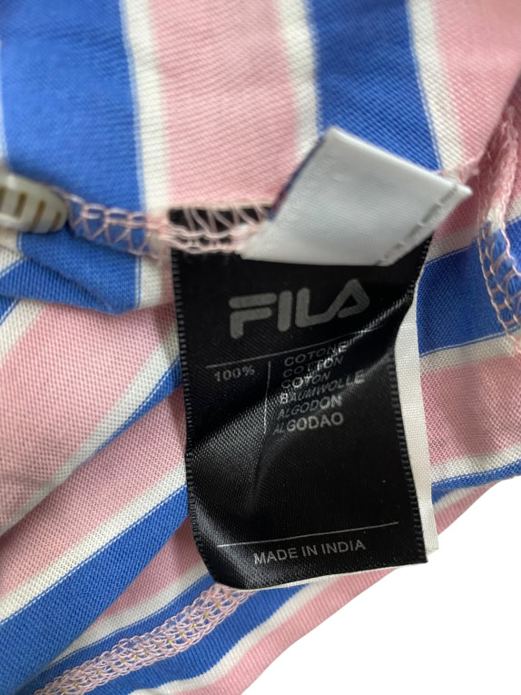FILA POLO ΜΠΛΟΥΖΑ VINTAGE ΣΤΥΛ ΜΕ ΡΙΓΕΣ ΚΑΙ ΛΟΓΟΤΥΠΟ ΡΟΖ/ΜΠΛΕ ΑΝΔΡΙΚΟ XL