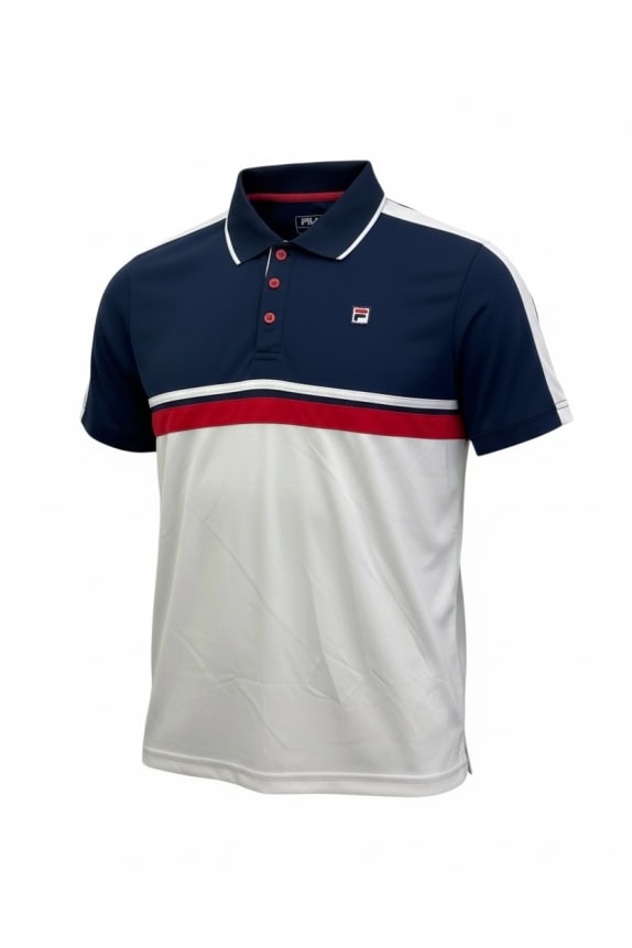 FILA POLO SHIRT VINTAGE ΜΕ ΛΟΓΟΤΥΠΟ ΜΠΛΕ-ΛΕΥΚΟ ΑΝΔΡΙΚΟ S