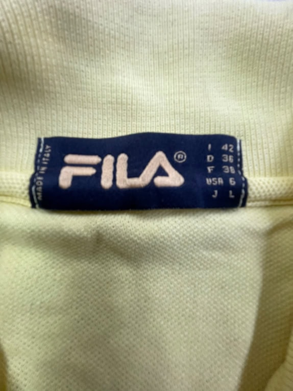 Fila Sleeveless Polo T-Shirt Classic Logo Yellow WOMENS M