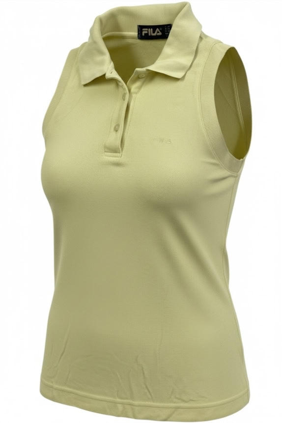 Fila Polo senza maniche T-shirt logo classico giallo DONNA M