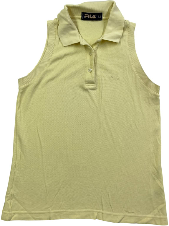 Fila Sleeveless Polo T-Shirt Classic Logo Yellow WOMENS M