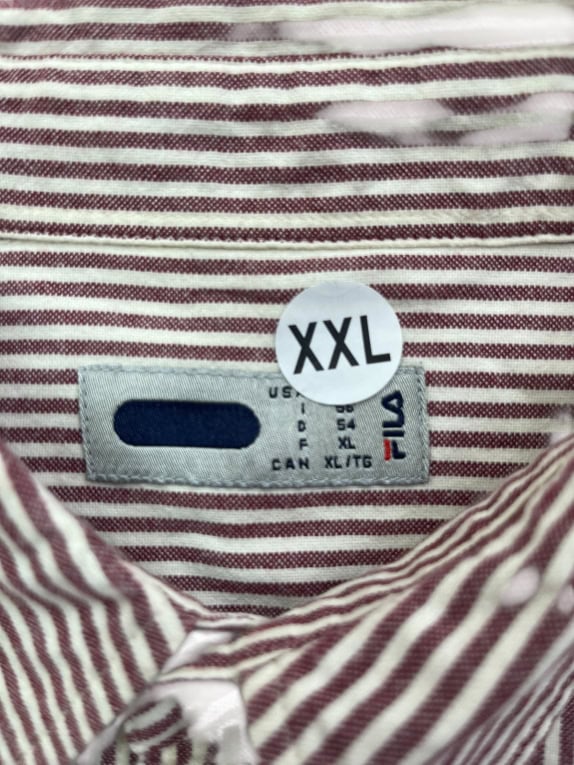 FILA Πουκάμισο Vintage με Λογότυπο Ριγέ Καφέ-Λευκό Ανδρικό XXL