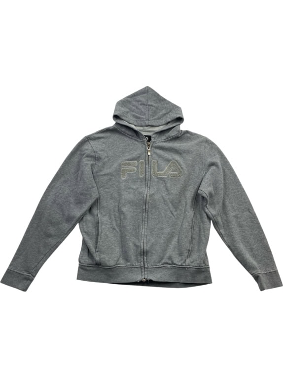 FILA Ζακέτα Hoodie Με Φερμουάρ Με Ανάγλυφο Λογότυπο Γκρι Unisex L/XL