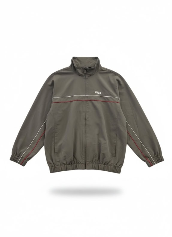 FILA giacca sportiva vintage con logo marrone-grigio da uomo L